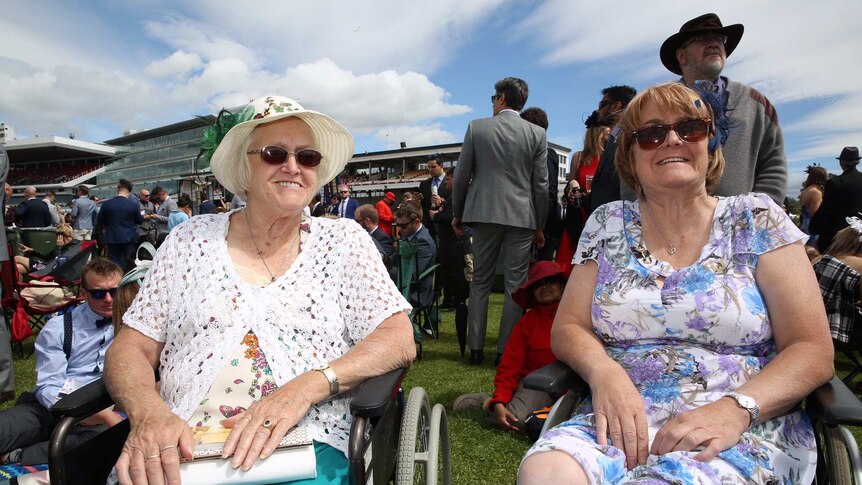 Glendora and Jacqui from south Wales at the Melbourne Cup