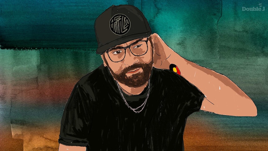 An illustration of producer and rapper Trials aka Daniel Rankine from Funkoars and A.B. Original