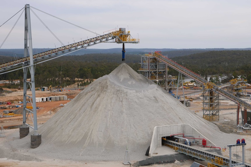 Crushed spodumene ore at the Talison Lithium mine in Greenbushes