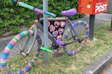 A rainbow coloured, crocheted YES bike was left outside Malcolm Turnbull's house.