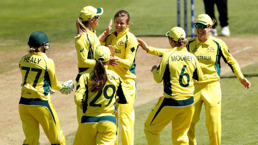 Australia's Jessica Jonassen celebrates wicket against New Zealand