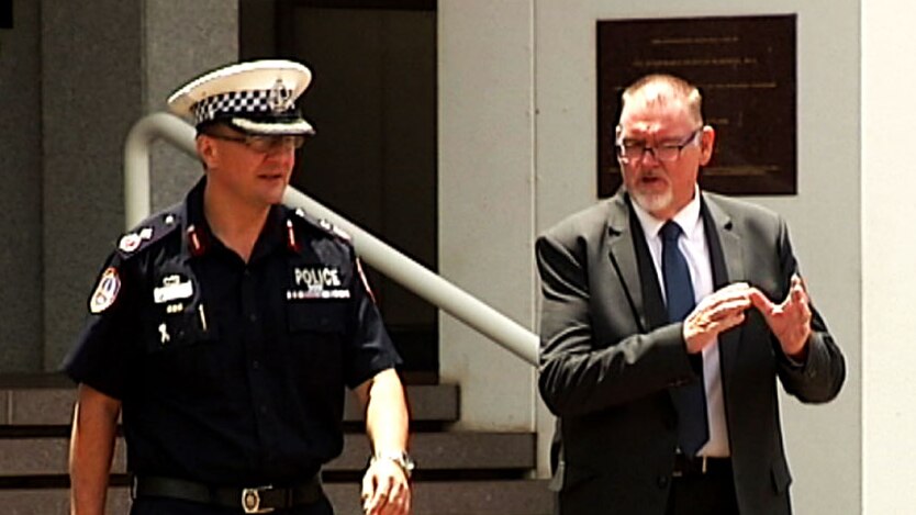 Acting Police Commissioner Reece Kershaw and Acting Chief Minister Peter Chandler