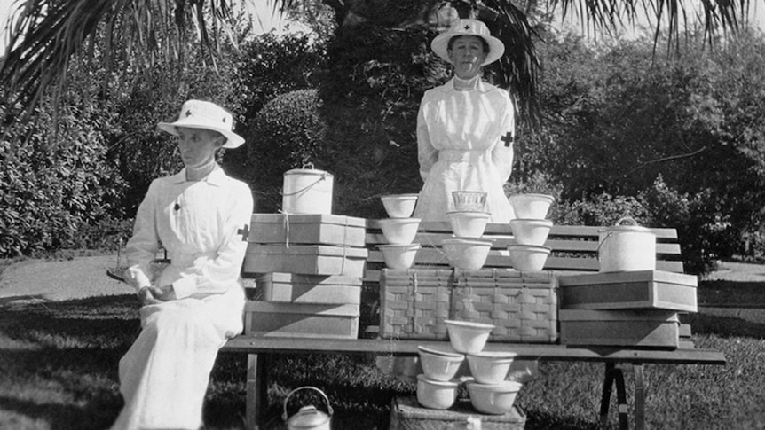 Ella and Violet Williams with some of the contents of their baskets.