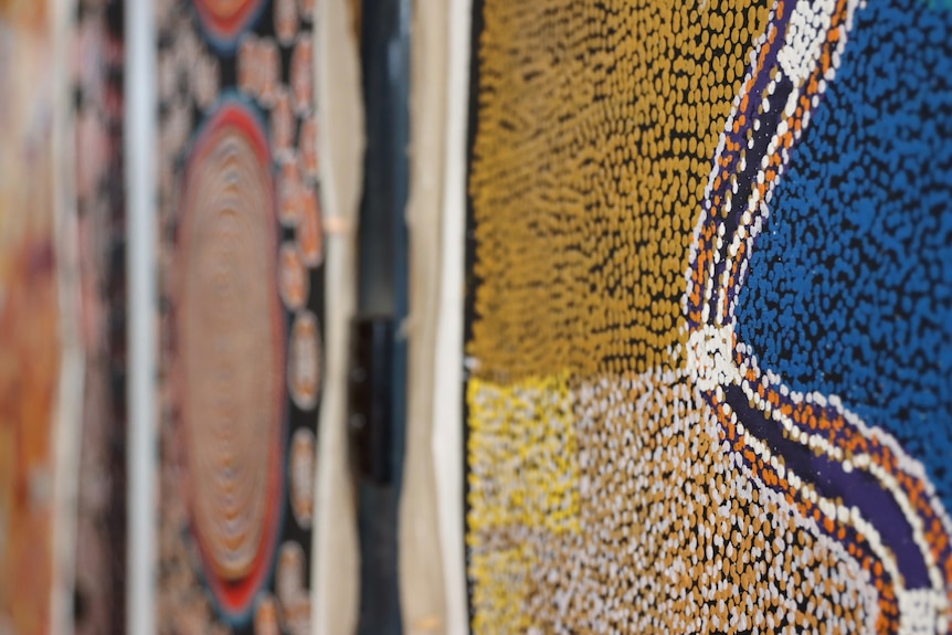 close up of aboriginal dot paintings