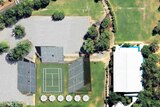 Temporary tennis court for NT Davis Cup round