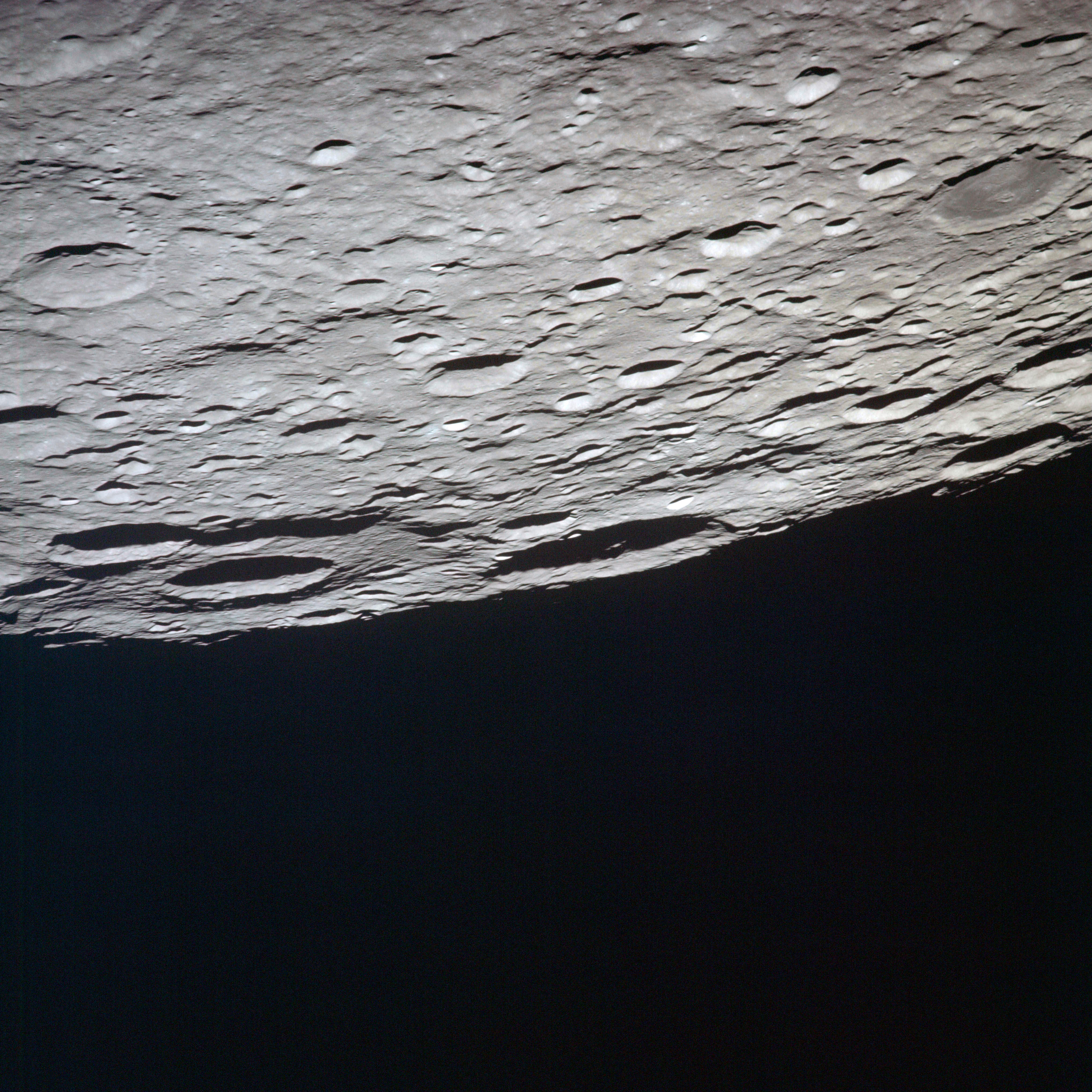 This April 1970 photo shows the surface of the moon as the Apollo 13 crew approached. 