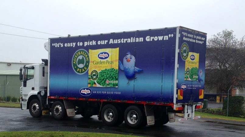 A truck enters the Devonport Simplot factory.