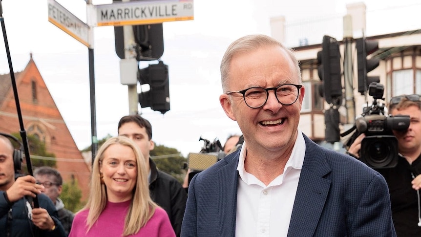 Prime Minister Anthony Albanese walking the streets of his electorate, Grayndler, in Sydney's inner west