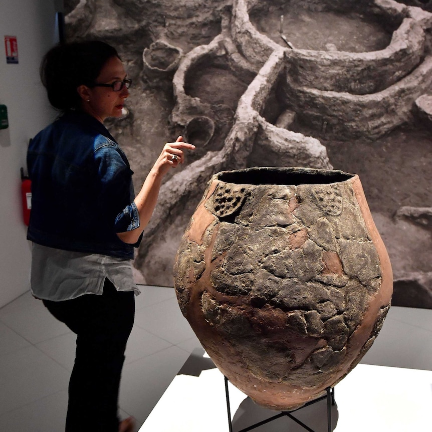 A reconstructed clay wine jar from Georgia.