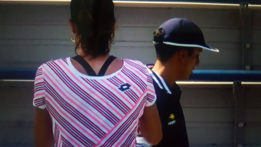 Alize Cornet had put her fresh shirt on back-to-front during a heat break in her first round loss at the 2018 US Open