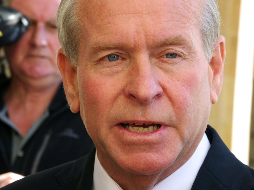 WA Premier Colin Barnett outside Parliament.