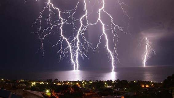 Lightning show over Marino along Adelaide's south coast.