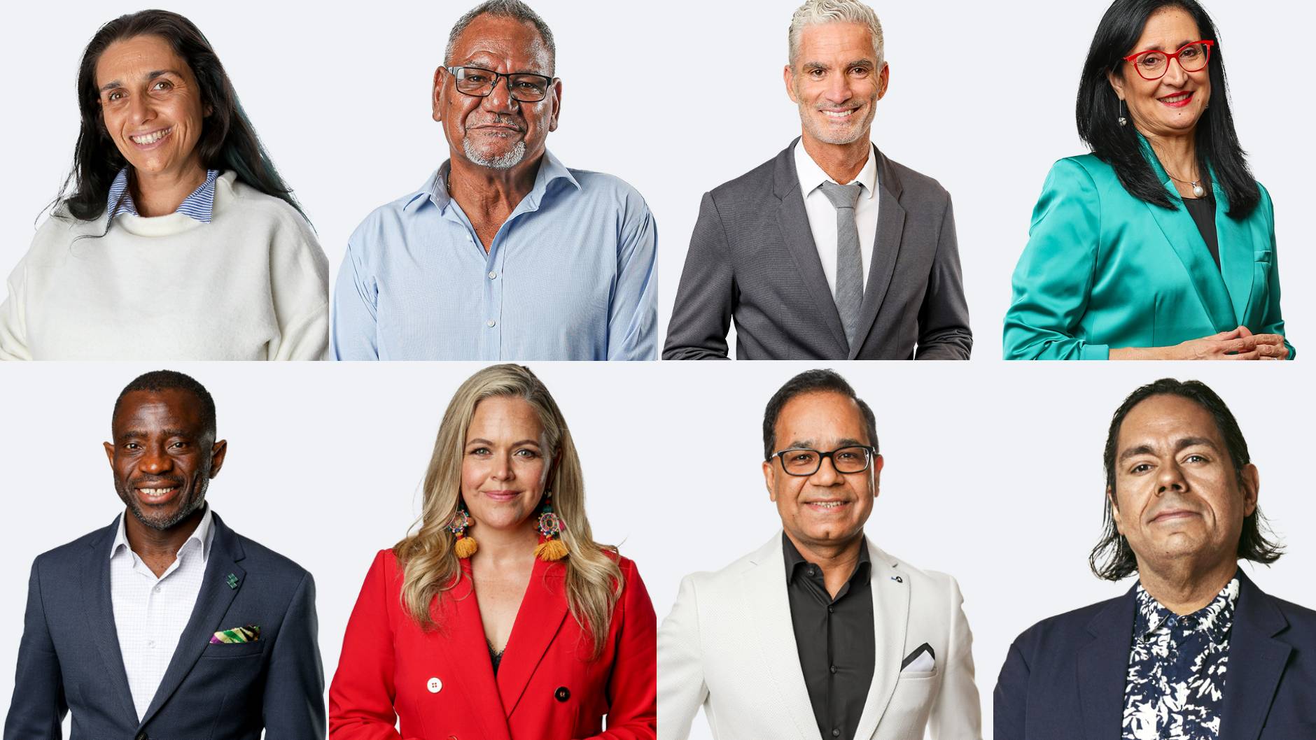 A composite image of eight people who are nominated for the Australian of the Year award.