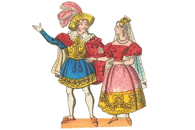 Cinderella cut-out figures from the toy theatre belonging to Edward Everitt, late 1800s