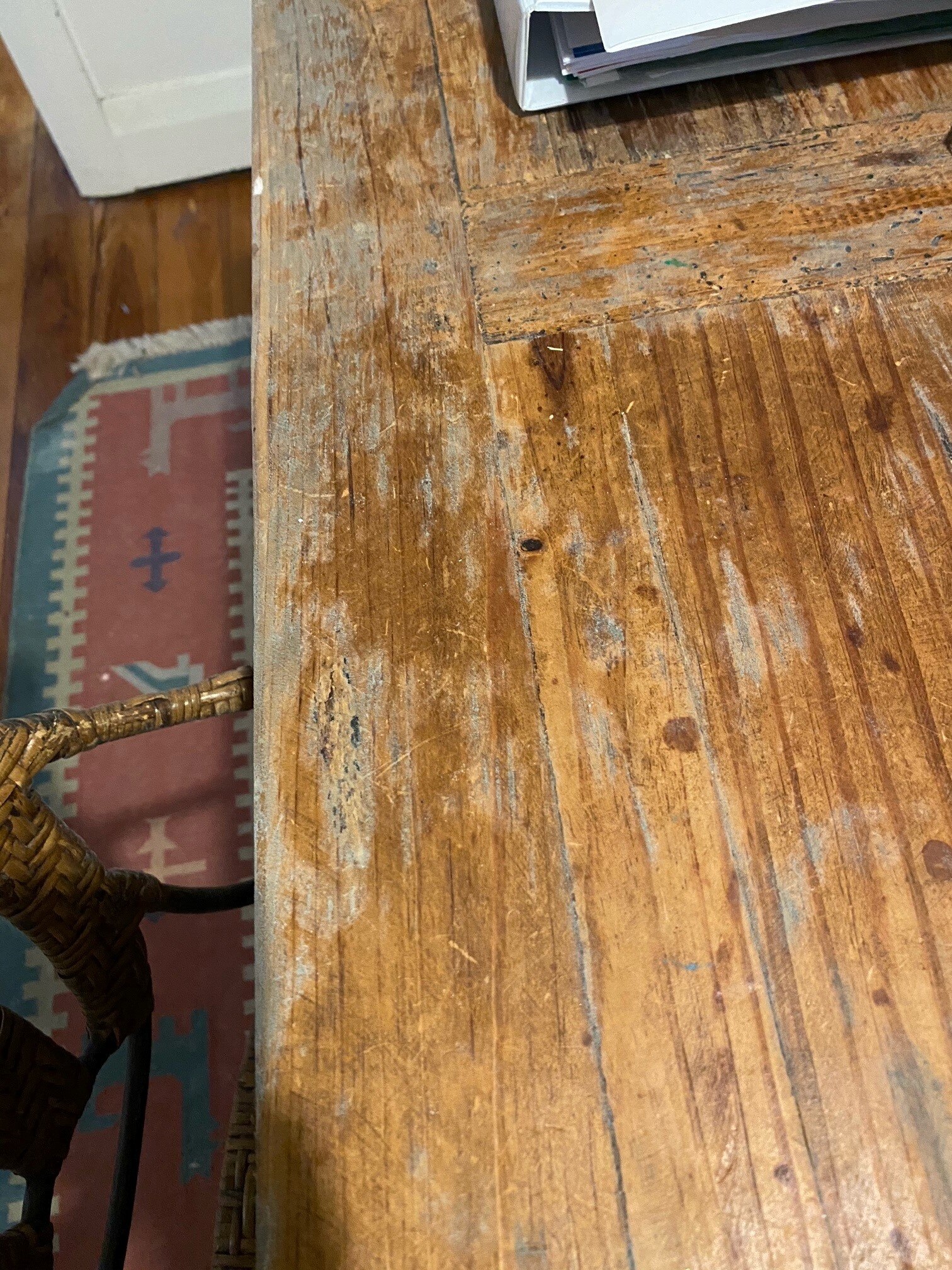 Mould on a timber table