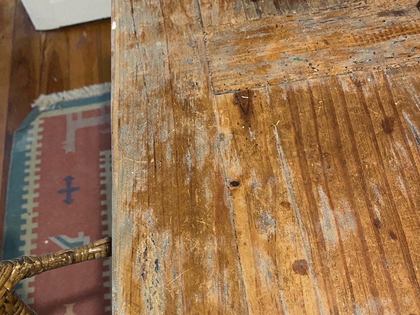 Mould on timber items in Tyneil Nunn's home (March 2022)