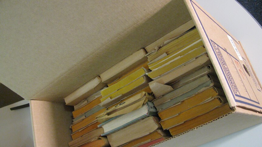 One of the 793 boxes of books banned in Australia between 1920 and 1980