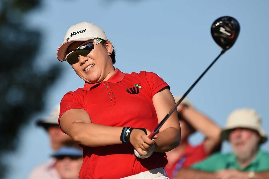 Jiyai Shin drives in the third round of the Ladies Masters