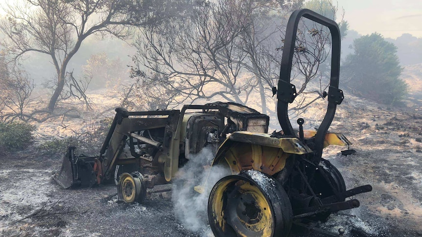 Machinery burnt at Dolphin Sands during a bushfire