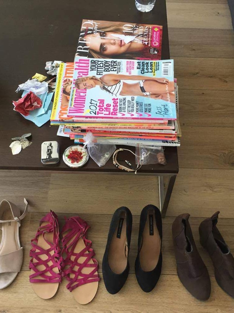 shoes and magazines