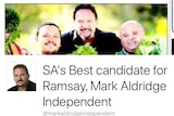 A screenshot from Mark Aldridge's Facebook page, which shows he is calling himself SA's Best candidate for Ramsay.