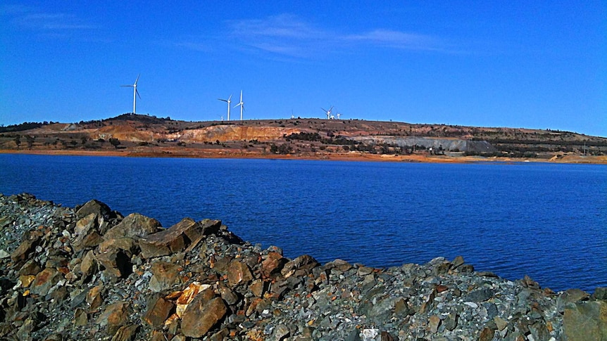 Old tailings dam at the Woodlawn mine site near Tarago.