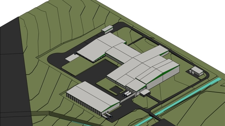 An artists impression of the concept of what a beef and milk processing plant would look like near Toowoomba.