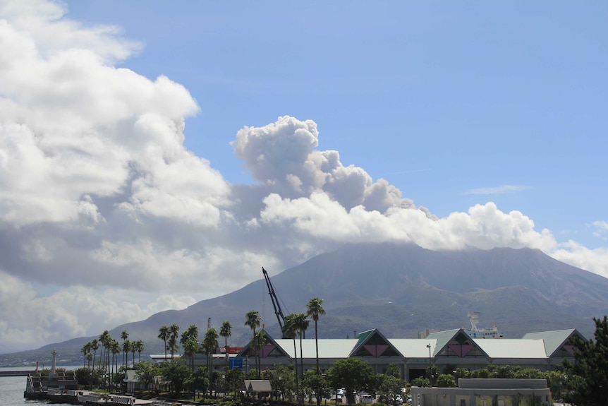 Smoke rises from the Sakurajima volcano