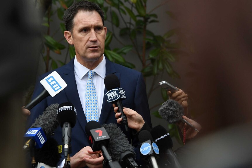 Cricket Australia CEO James Sutherland addresses the media.