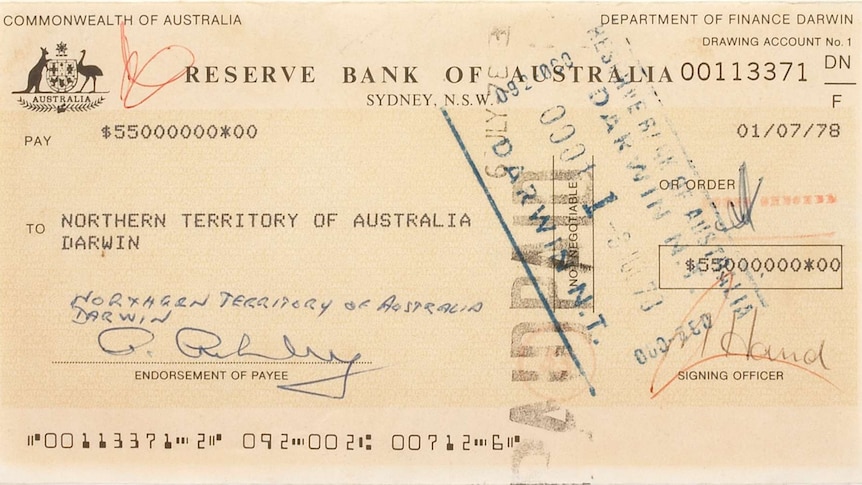 A photo of a bank cheque from 1978.