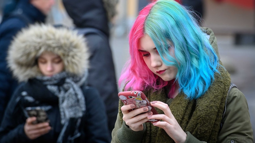 A woman on her phone