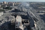 Drone footage shows flattened Gaza neighbourhood after Israel airstrikes