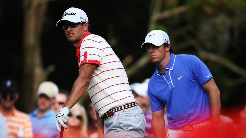 Adam Scott and Rory McIlroy at the Players