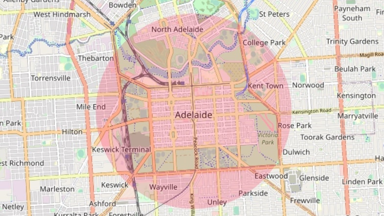 A 2.5km exercise limit has been imposed in South Australia. This map shows how far that gets you