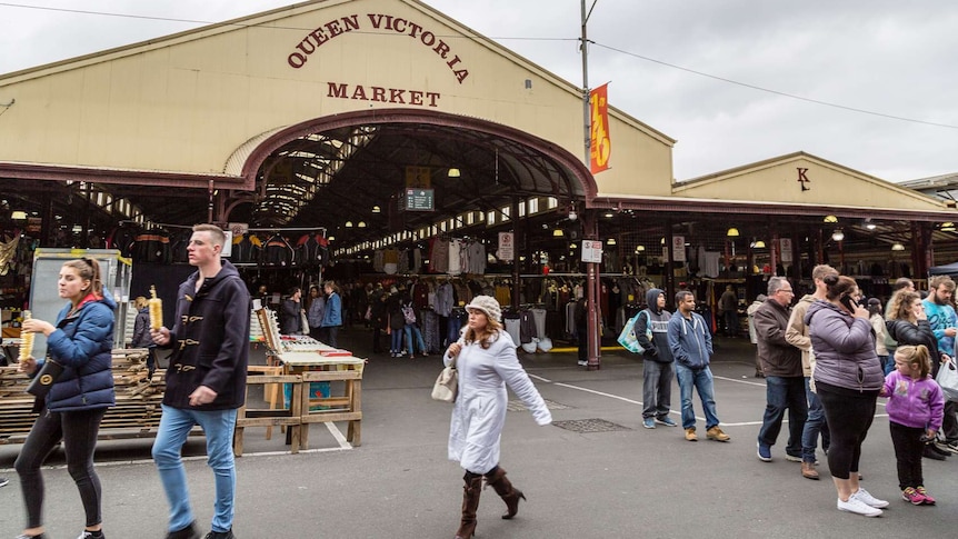 Crowds at Melbourne's Queen Victoria Market.
