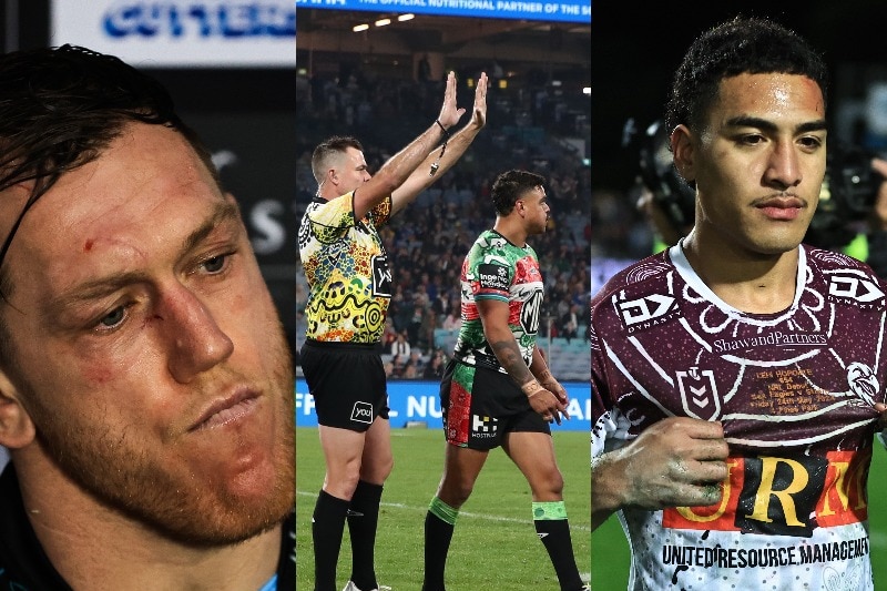 Composite image of Cam McInnies, Latrell Mitchell and Lehi Hopoate