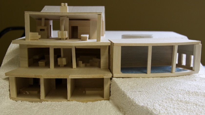 A model of Lee Richardson's finished home on foam to resemble the cliff face.