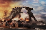 The monsters Godzilla and King Kong battling it out in Godzilla vs. Kong