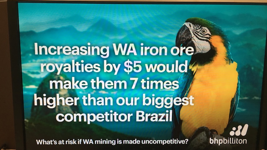 BHP Billiton screensaver featuring picture of parrot opposing proposed WA mining tax
