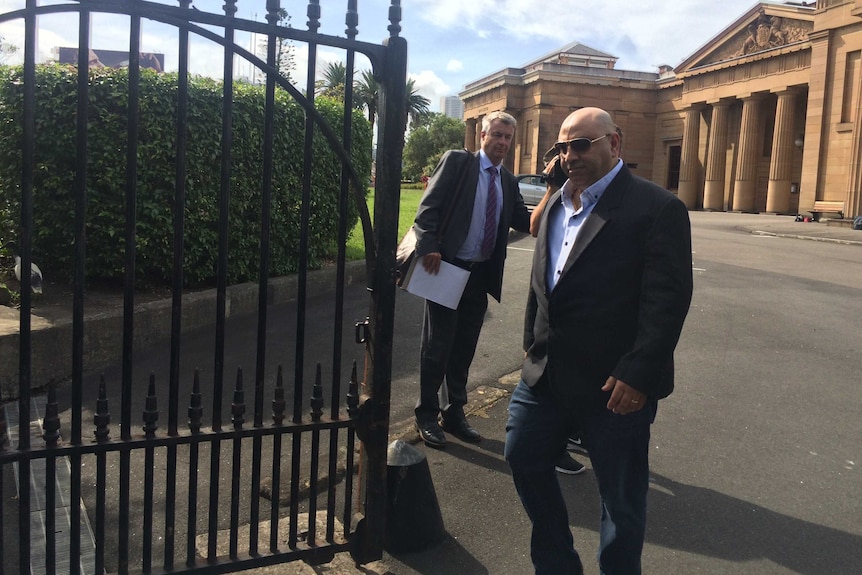 Eddie Obeid's son Damian leaves the Supreme Court in Sydney.