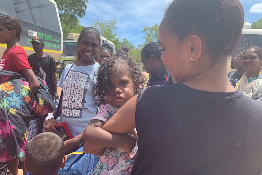 Evacuees preparing to leave Borroloola on Thursday.