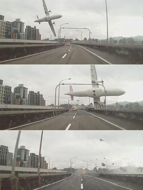Timelapse images of Taiwan plane crash