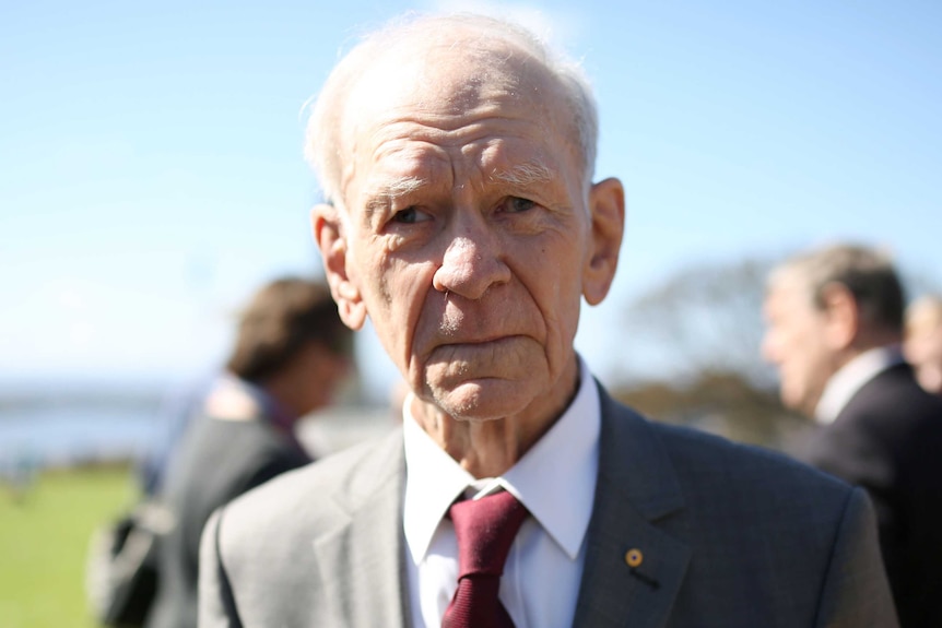 Kokoda campaign veteran Bill Grayden at a service in Kings Park.