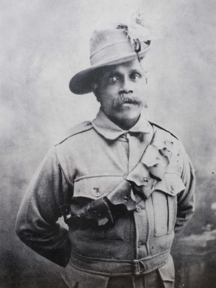 Black and white photo of a World War 1 soldier