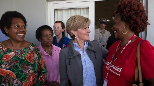Australian Foreign Minister Julie Bishop visits a women's crisis centre in Vanuatu