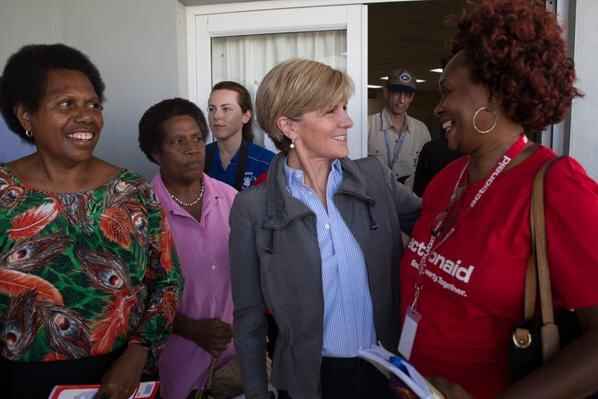 Australian Foreign Minister Julie Bishop visits a women's crisis centre in Vanuatu