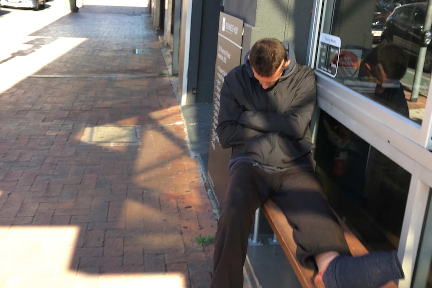 Anonymous homeless man on Waymouth Street in Adelaide