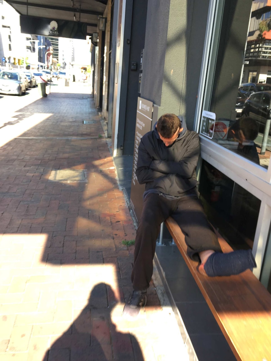 Anonymous homeless man on Waymouth Street in Adelaide