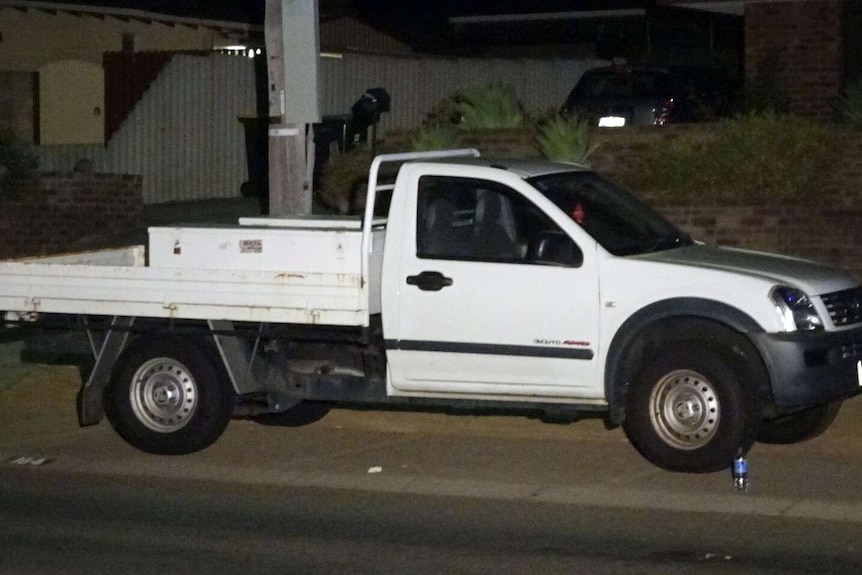 A white utility believed to have been involved in the crash.