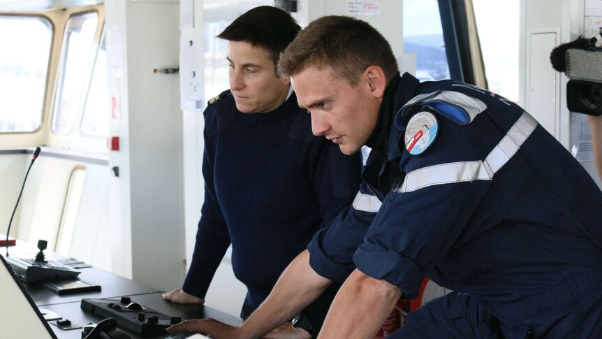 French crew members aboard L'Astrolabe